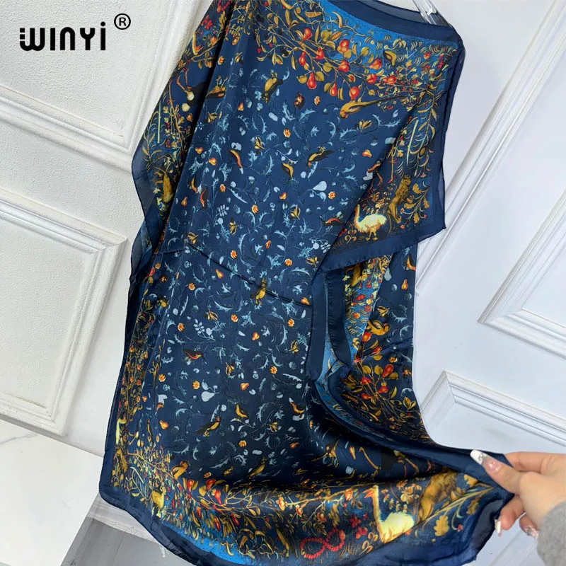 WINYI summer dresses sexy african women free size dress boho print beach wear party dresses Femme kaftan Muslim beach cover ups