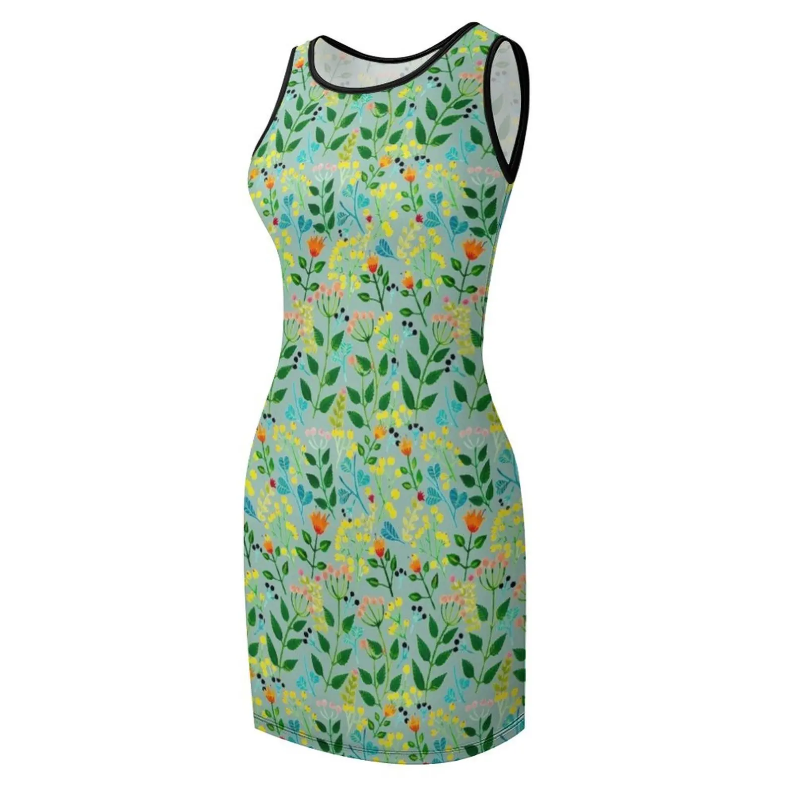 Alles, was Sie brauchen, ist Blumen, ärmelloses Sommerkleid, Sommerkleid, tägliche Damenbekleidung, süßes Kleid, Kleid für Damen