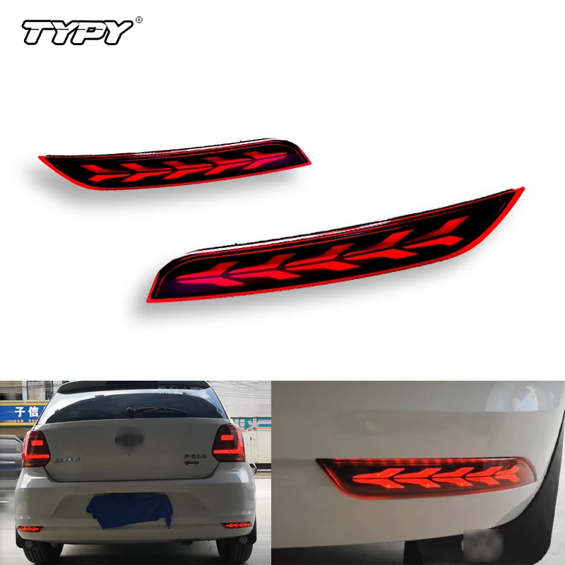 

1 Pair LED Reflector Rear Fog Lamp Bumper Light Brake Light Turn Signal Light For Volkswagen Polo 2014 2015 2016 2017 2018