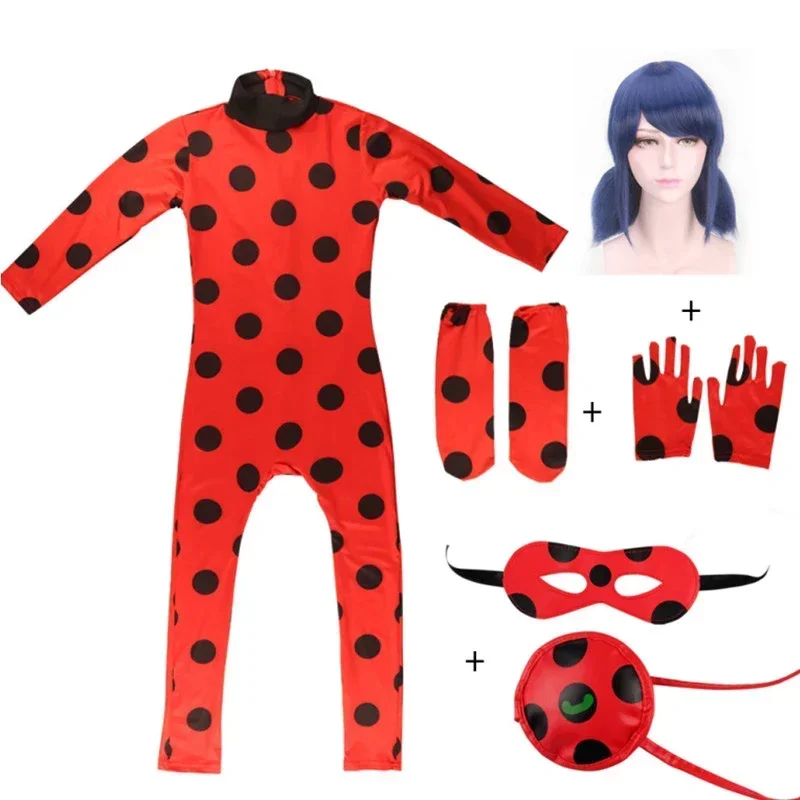 Cosxie Halloween Cosplay Girls Marinetver Bodysuit Black And Red Pattern Dress Up Bodysuit With Eye Mask Bag Sets Birthday Party