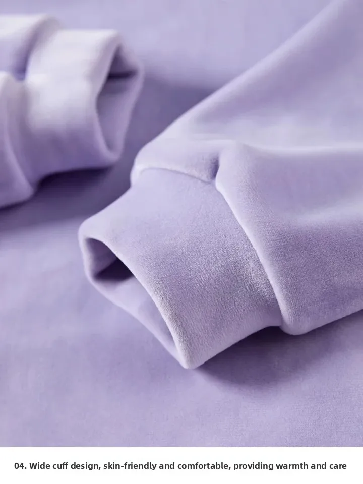 Felpa con cappuccio ricamata con orecchie di coniglio in velluto da donna Thi Quali Long Sve Sweet Sle Fibra di poliestere Casual Streetwear