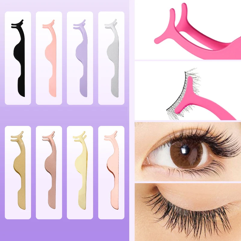 Pinzas para pestañas postizas, aplicador de pestañas postizas, herramientas de maquillaje de ojos, rizador de extensión de pestañas profesional, Clip auxiliar