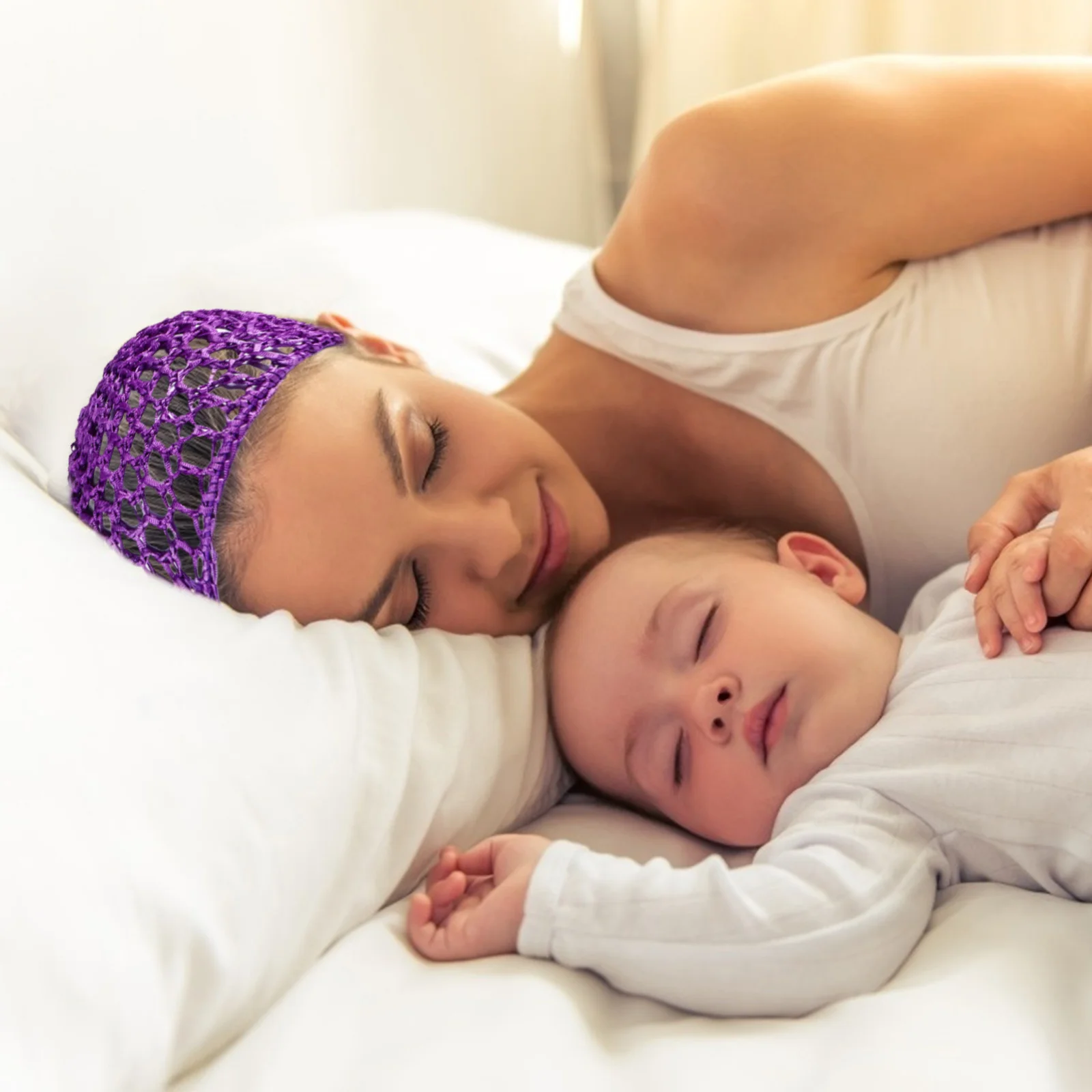 

6Pcs Women Sleep Hat Crocheted Hairnet Snood Soft Breathable Hair Cover for Night Use Portable Lady Net Cap Gift for Her