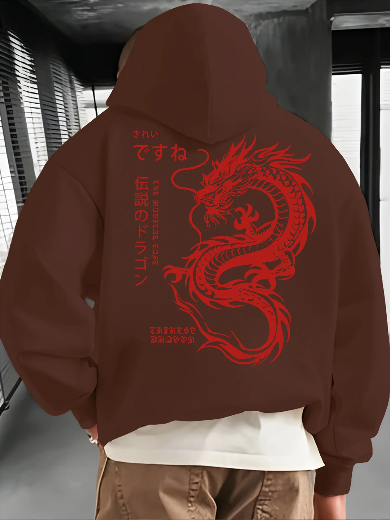 New Autumn/Winter Arrival Hot-selling Men's Hooded Sweatshirt with Dragon Print Comfortable Casual and Stylish Pullover Hoodie