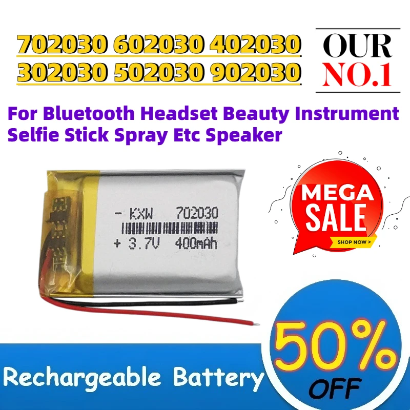 Аккумулятор 3.7V 702030 602030 402030 302030 502030 902030 для Bluetooth-гарнитур, косметических приборов, селфи-палок, распылителей и динамиков