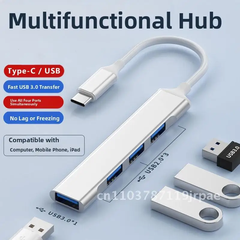 USB 3.0 Type-C Multi-Port Laptop Uitbreidingsdock Hub Eén-op-vier splitter USB Transfer Extender zonder externe voeding