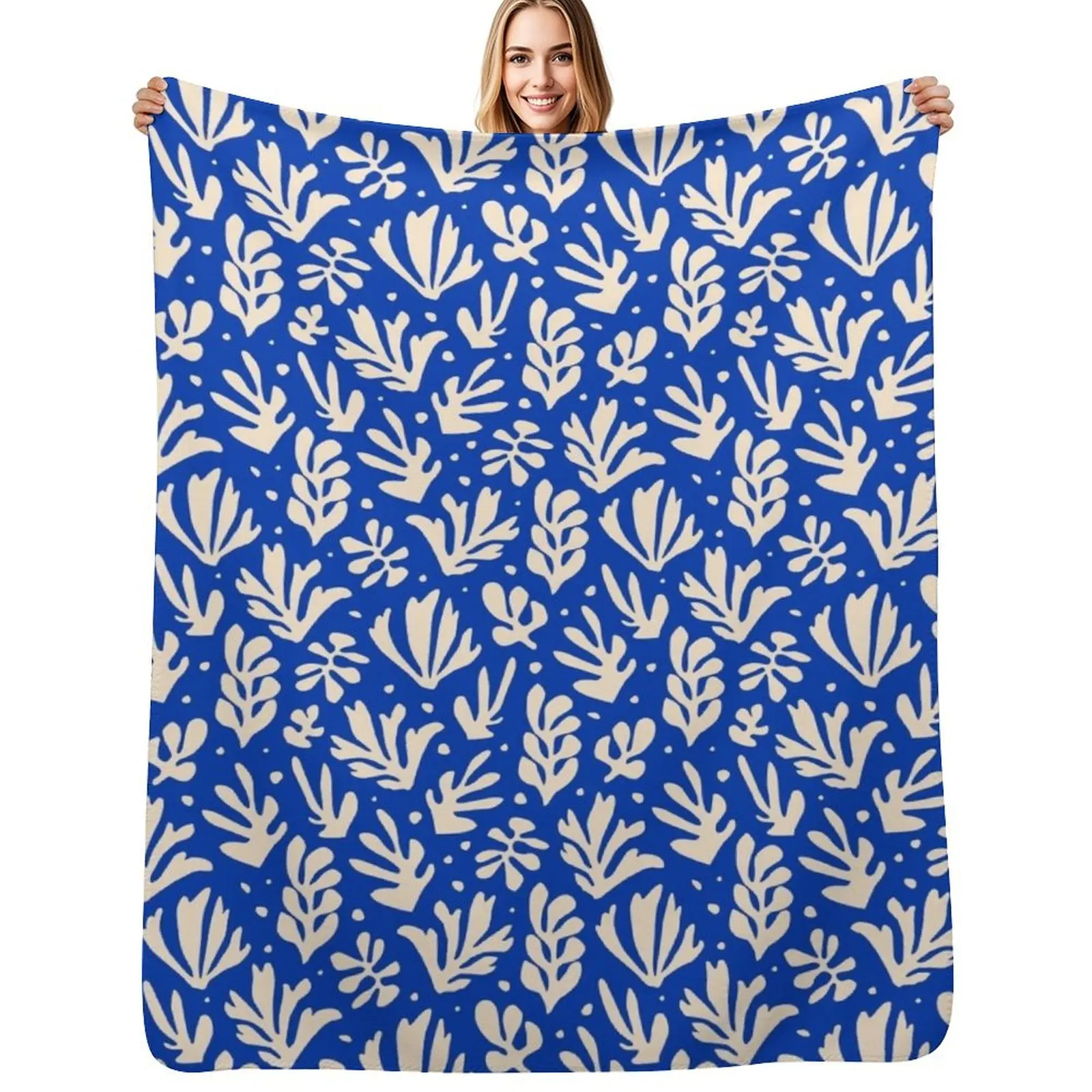 

Leaves Pattern Plants Inspired by Henri Matisse Throw Blanket Sleeping Bag Weighted Soft Plaid Blankets