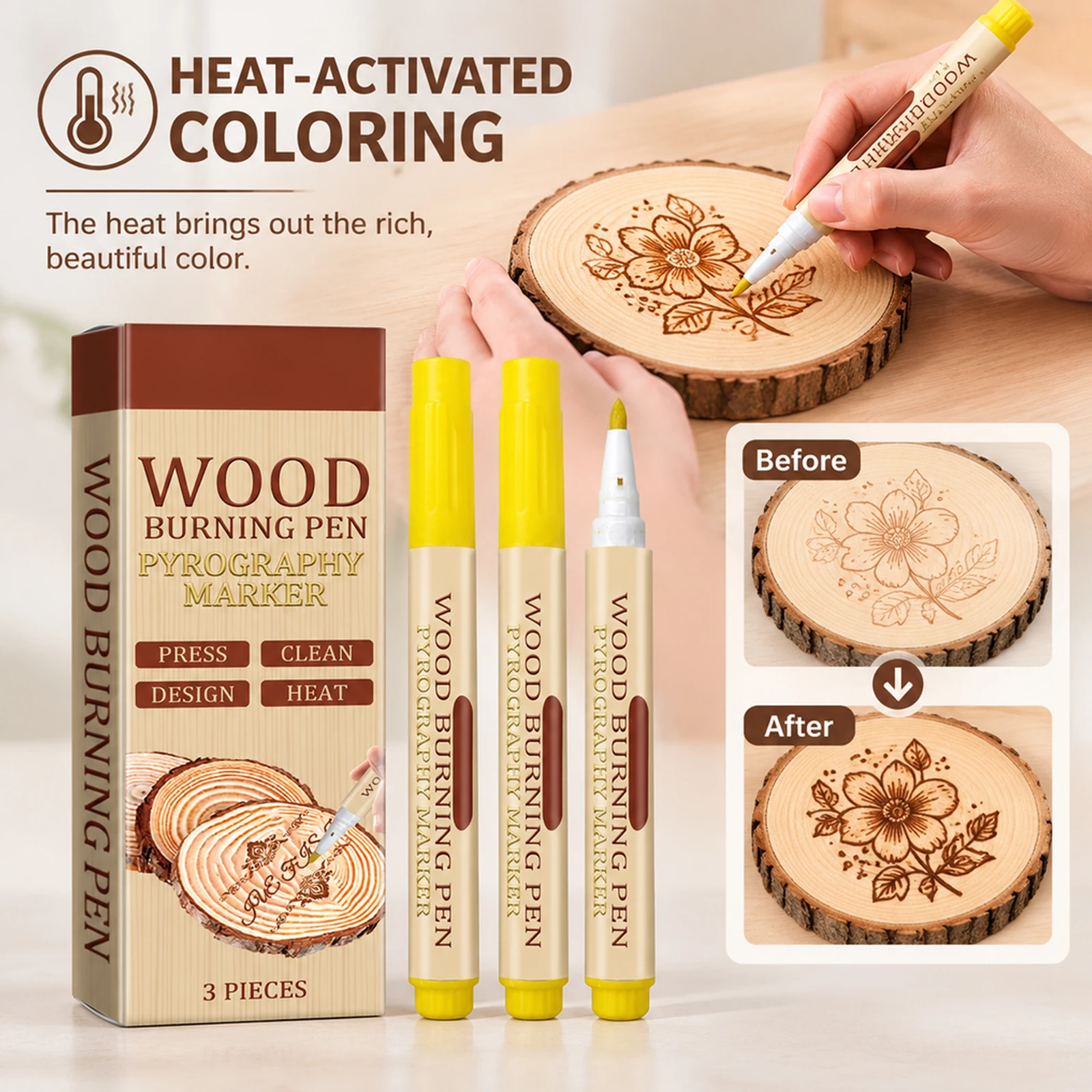 Woodburning Pen, Smooth Drawing, Color Appears When Heated, Suitable for Wood, User-Friendly, Kitchen Cleaning