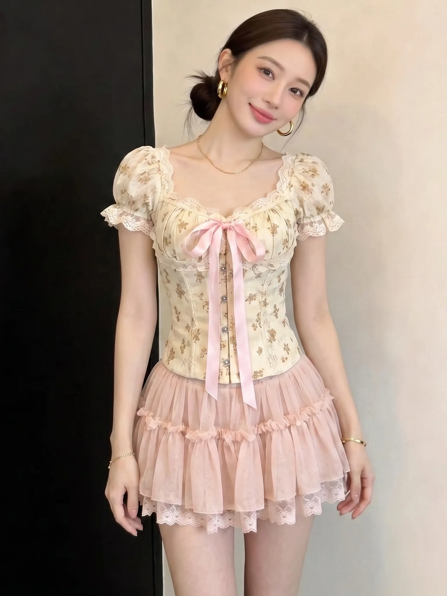 conjunto-de-dos-piezas-de-verano-top-rosa-con-estampado-floral-y-falda-de-malla-estilo-coreano-moda-ballet-para-mujeres-jo