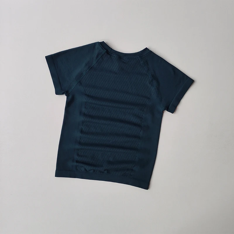 Sommer-Fitness-Kurzarm-Atmungsaktiver Lauf-Yoga-Anzug für Frauen Schnelltrocknendes Slim-Fit Elastisches Lauf-Sport-T-Shirt – Detail 4