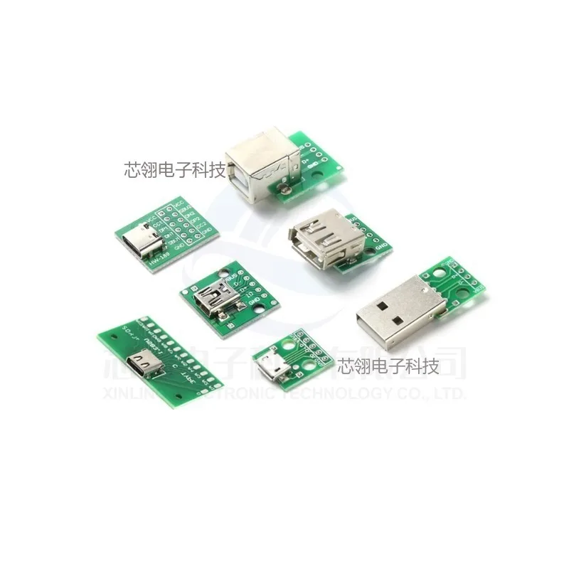 5pcs Micro Mini USB A Male USB 2.0 3.0 A Female USB B Connector Interface to 2.54mm DIP PCB Converter Adapter Breakout Board