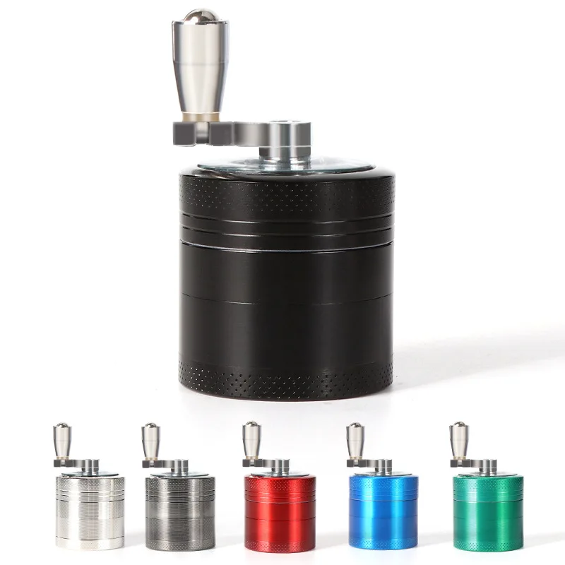 1.57 '' Zinc Alloy 4-layer Hand Cranked Grinder Spice Tobacco Grinder Household Blender with Handle Smoker's Accessories Gift