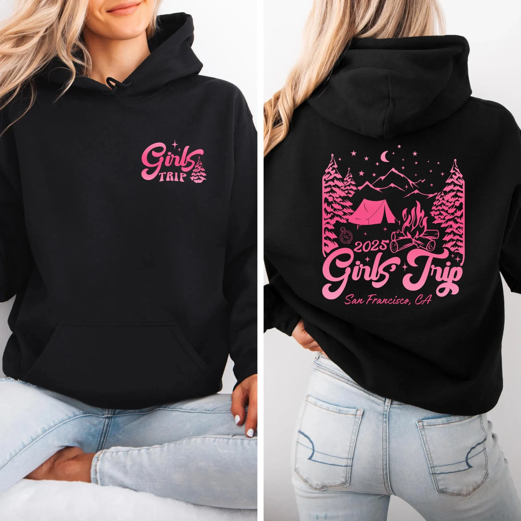 

Толстовка с капюшоном для кемпинга для девочек, 2024, женская толстовка с длинными рукавами, пуловер, топы, уличная модная осенне-зимняя одежда