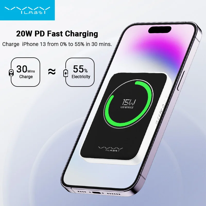 VYVYLABS Magnetic Power Bank Mini 4000mAh 20W Wireless Fast Charge Magsafe Powerbank For iphone 12 13 14 pro max mini