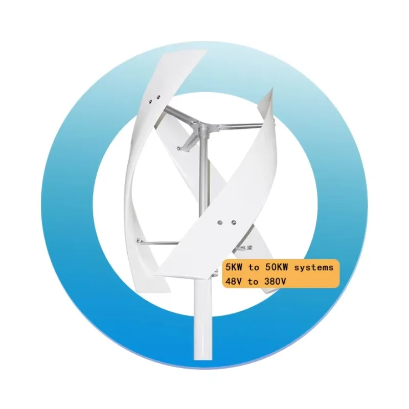 5kw Vertical Wind Turbine On-Grid Free Energy Generator with 48v Wind Power Alternator Home Windmill System