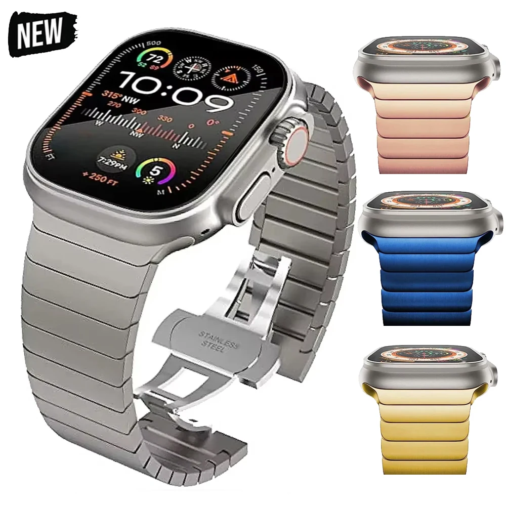 Titanfarbenes Band für Apple Watch Ultra 2 49 mm Serie 10 46 mm 42 mm Armband für iWatch 45 mm 44 mm 38 40 mm Edelstahlarmband