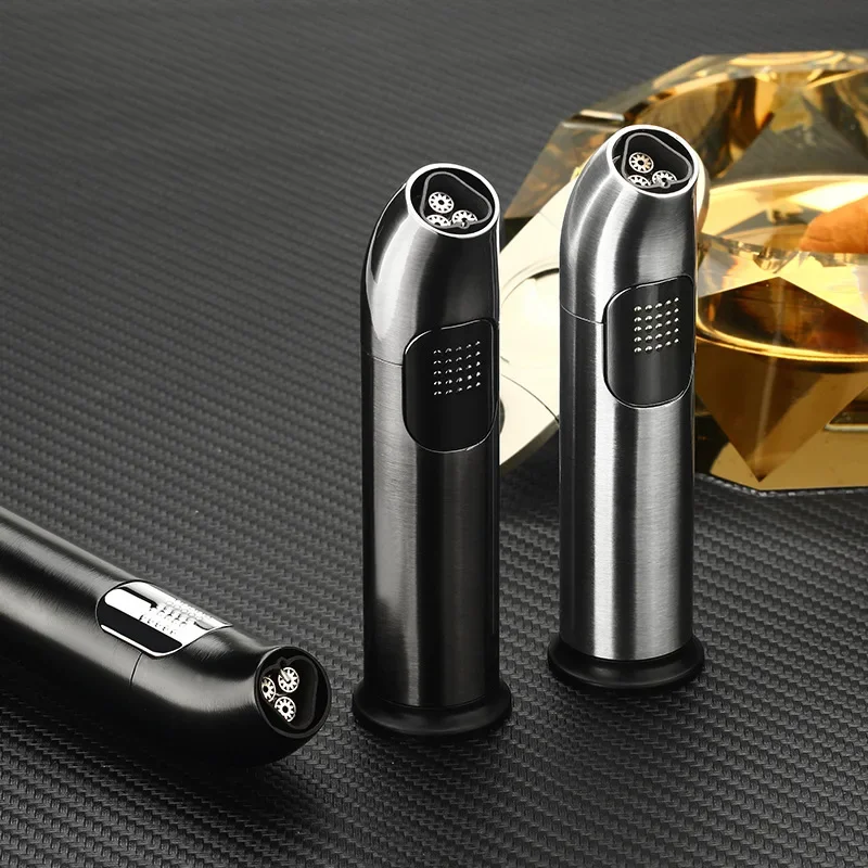 2024 New Three Turbo Torch Lighter Jet Cigar Dedicated Metal Gas Lighter 1300C Windproof Pipe Smoking Accessories Gadget for Men