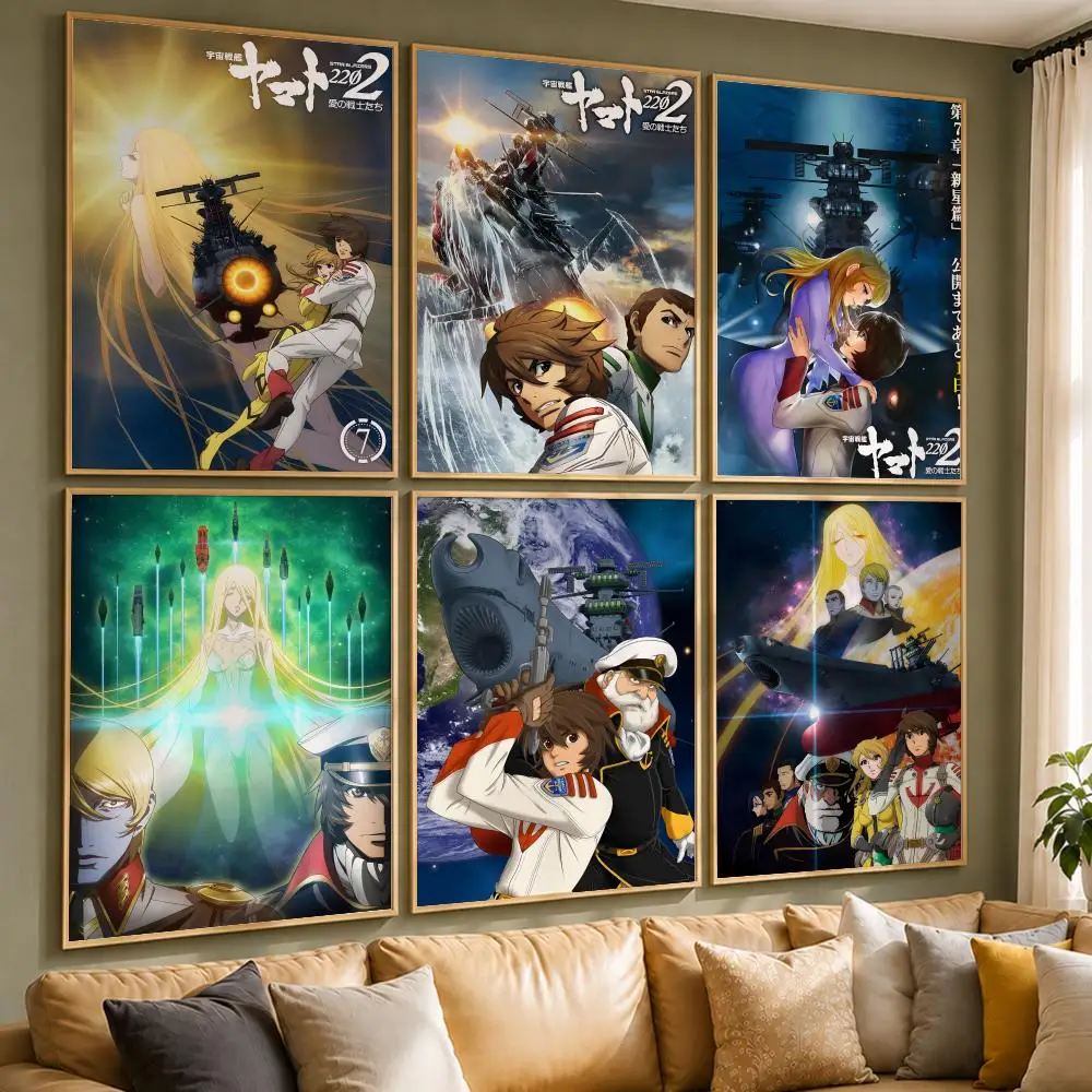 Classic Anime S-Space Battleship YamatoS Poster Vintage Retro Anime Poster Stickers Peel and Stick Wall Art Home Decor