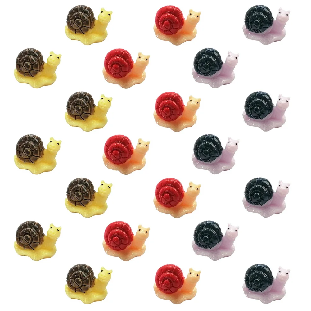 

21 Pcs Mini Snail Resin Decorations Yellow Purple Red Micro Landscape Ornaments Compact Size DIY Resin Adornments