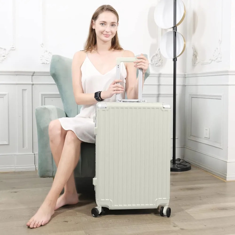 حقيبة صلبة مقاس 28 بوصة من PC+ABS بإطار من الألومنيوم وقفل TSA وعجلات دوارة مزدوجة