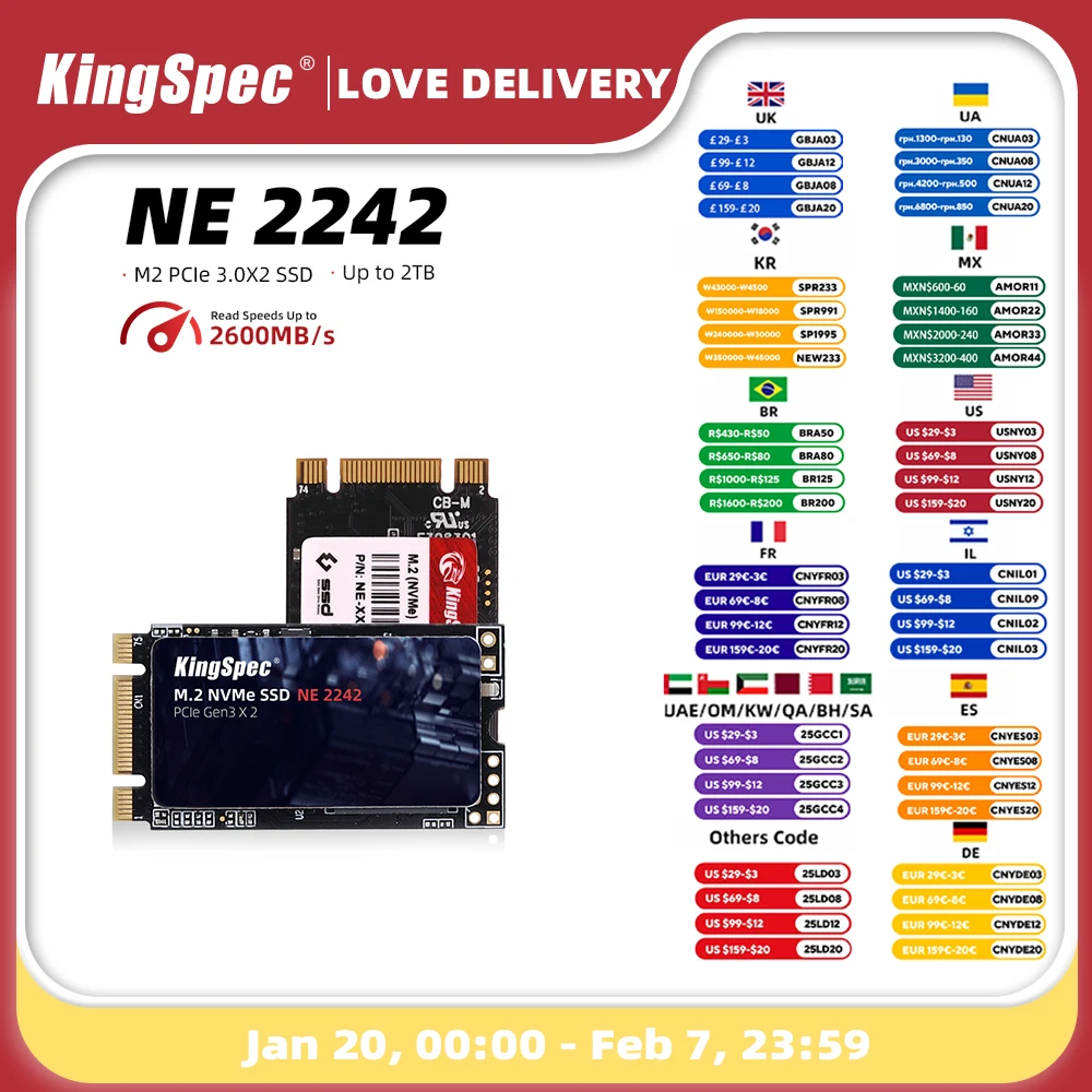 KingSpec SSD M2 PCIE 2242 NVME 240GB SSD 120GB M.2 SSD PCI-e NVme HDD For Computer Thinkpad notebook For T480 X280 T470P T580