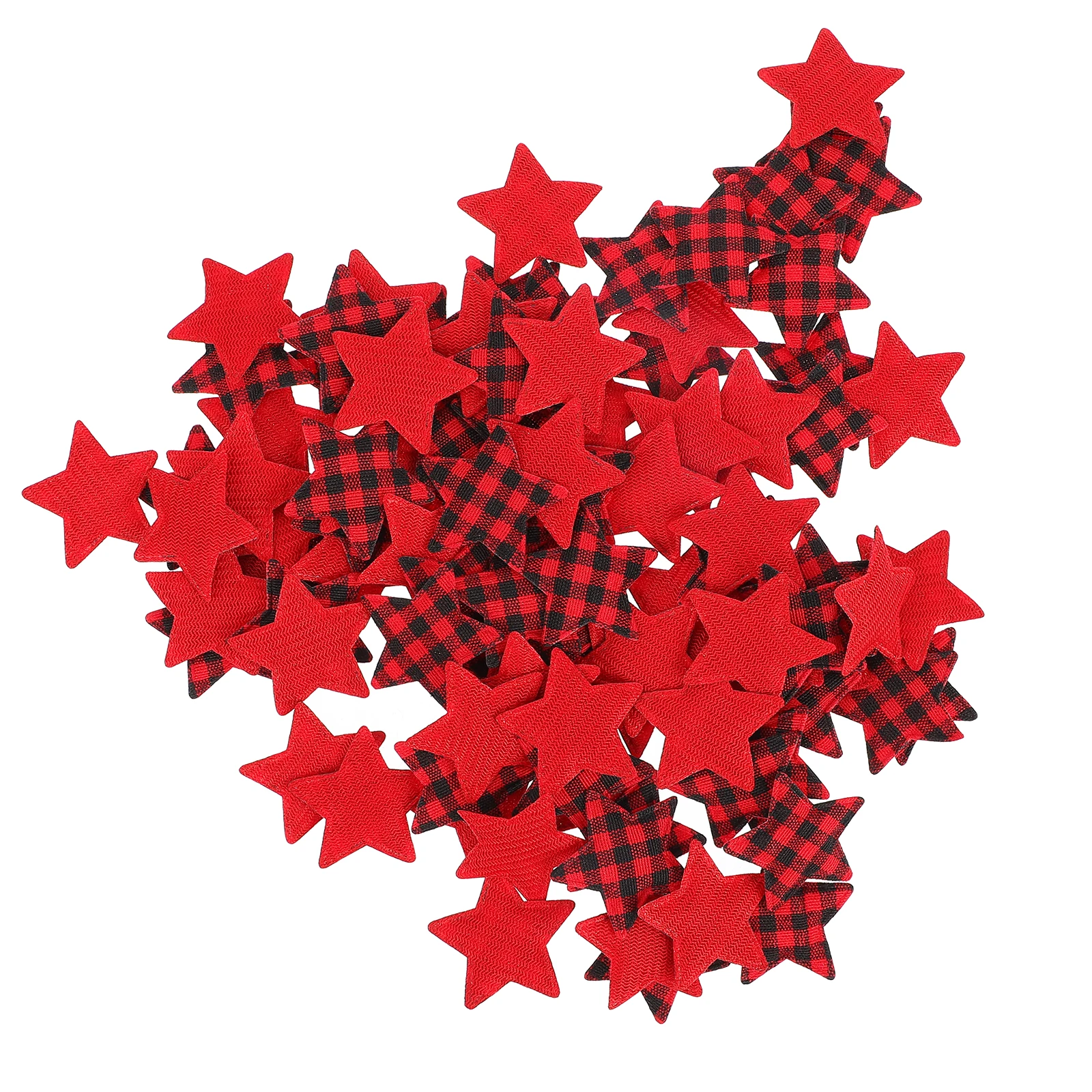 

100 Pcs Five Pointed Star Accessories Lattice Cloth Elegant Polyester nament Christmas Tree Decoration DIY Material