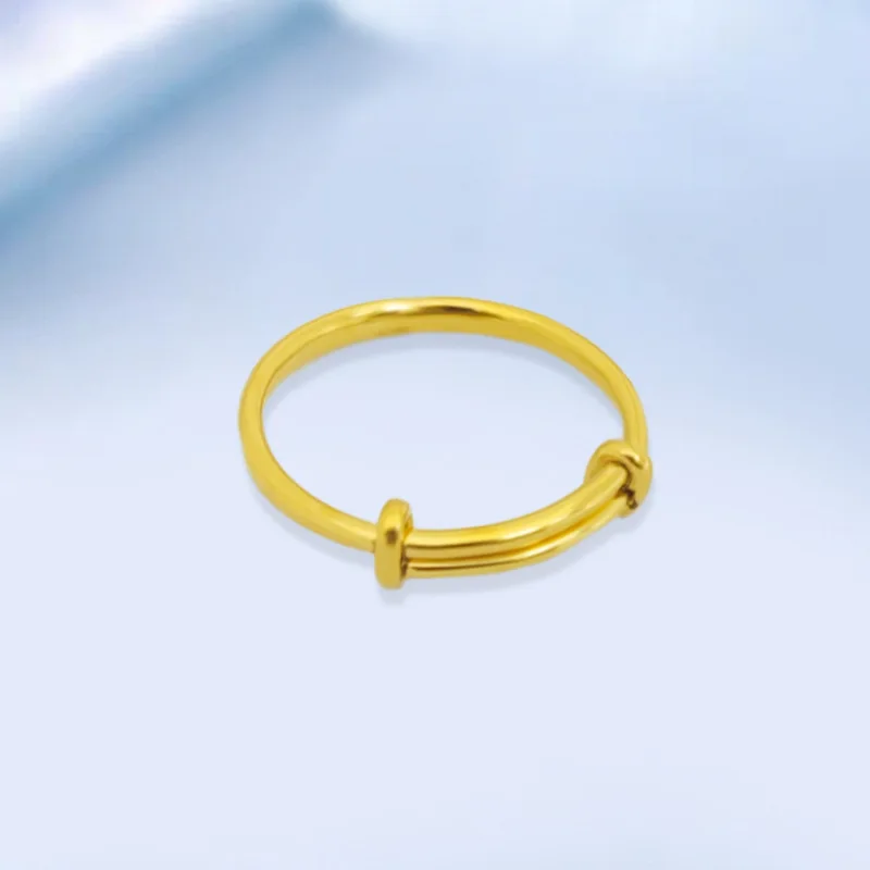 SMILE Real 18K gold solid non demolding push-pull ring AU750 couple ring plain color wedding gift boutique jewelry R0029