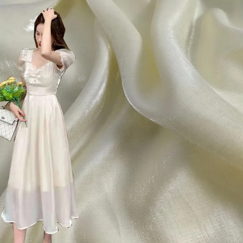 

1M Glossy Gradient Color Mercerized Satin Fabric Shiny Silky Glitter Iridescent Fabric Diy Sewing Hanfu Dancing Dress Costume