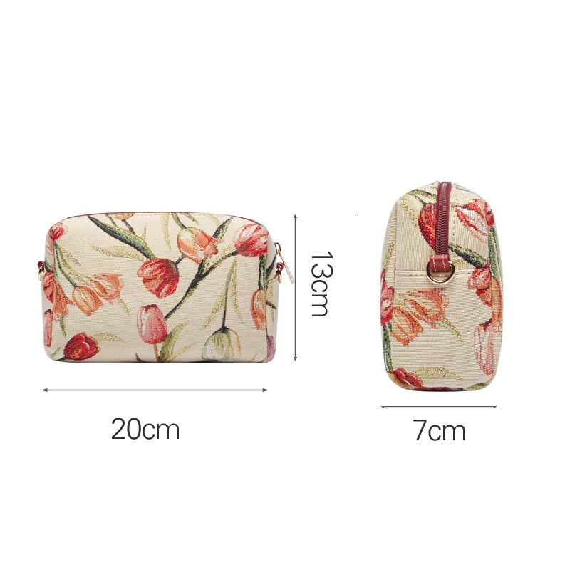 SAJA Tapestry Shoulder Bag Women\'s Bag Tulip Flower Handbags Pouch Wallet Travel Bags For Women Female Tote Messenger Phone Bag