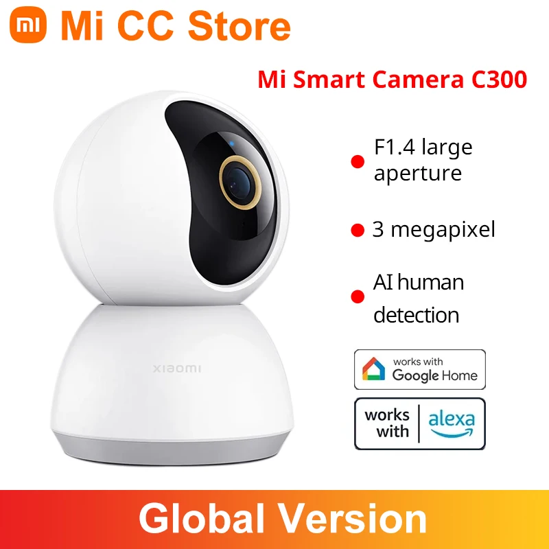 

Global Version Xiaomi 360° Home Security Camera C300 Super Clear F1.4 Large Aperture AI Human Detection 2K Image Mi Camera