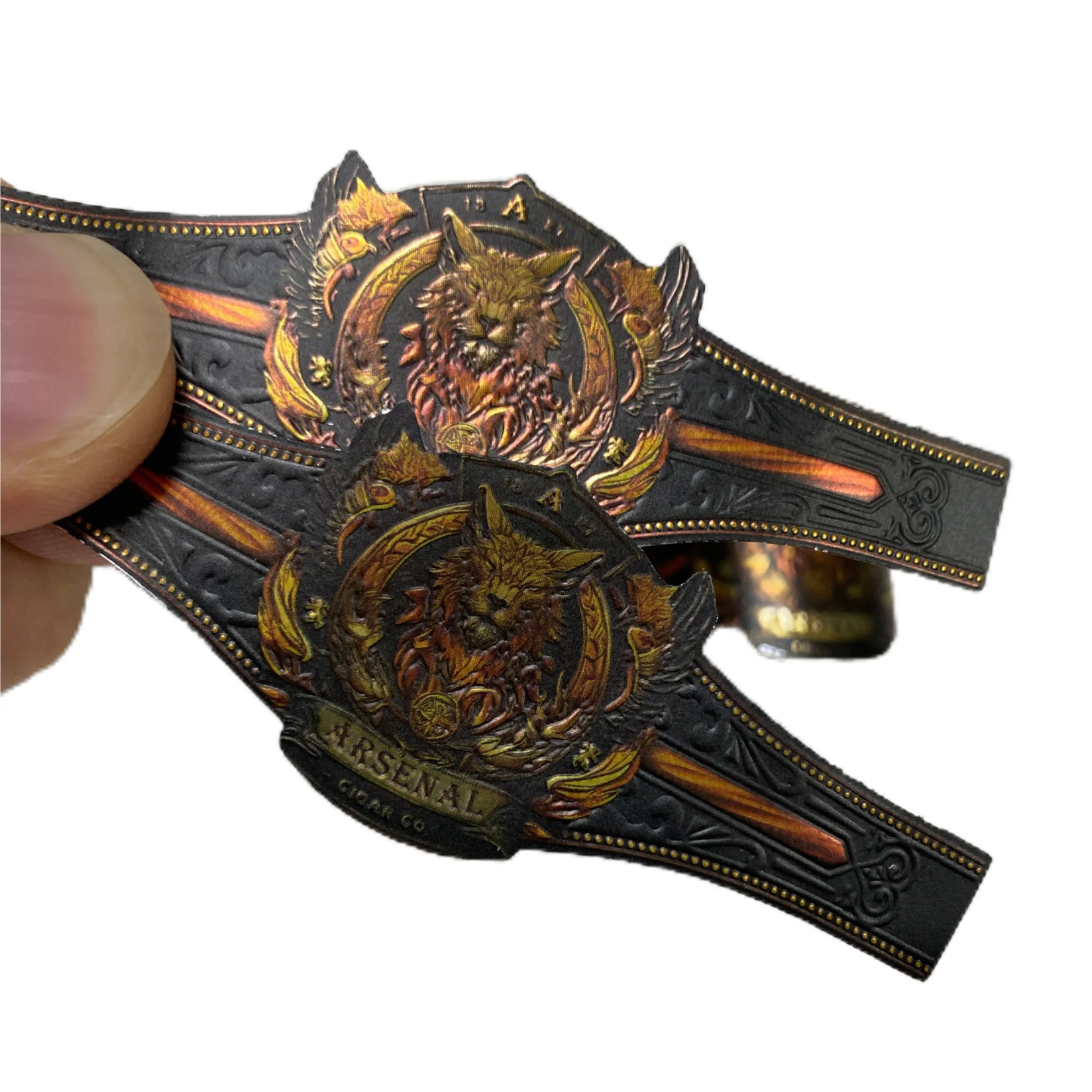 

Индивидуальные этикетки для сигарных колец из бумаги с золотой фольгой, печать под частной торговой маркой