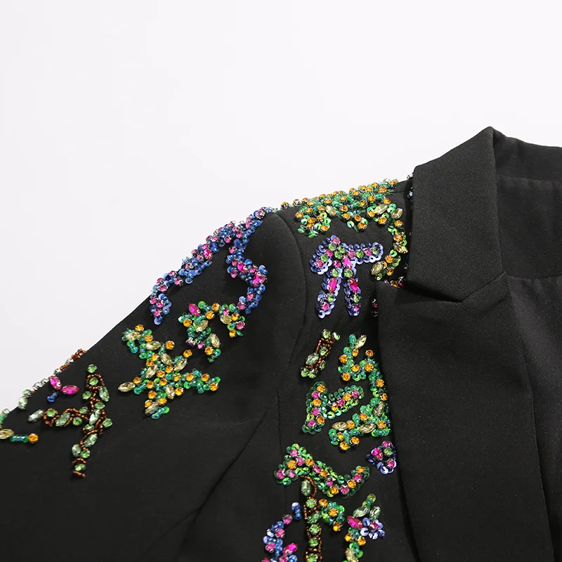 ZAMOR HIGH QUALITY Women's Intellectual Elegant Slim Fit Blazer 2026 New Design Colorful Rhinestone Decor Suit Coat Outerwear