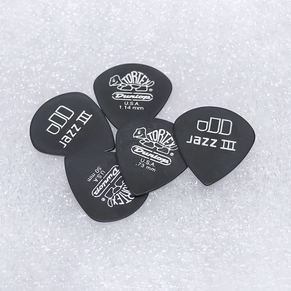 Dunlop Guitar Picks Tortex Pitch Black Jazz III 0.5-1.5mm Speed Plectrum Mediator 482 Electric Acoustic Accessories