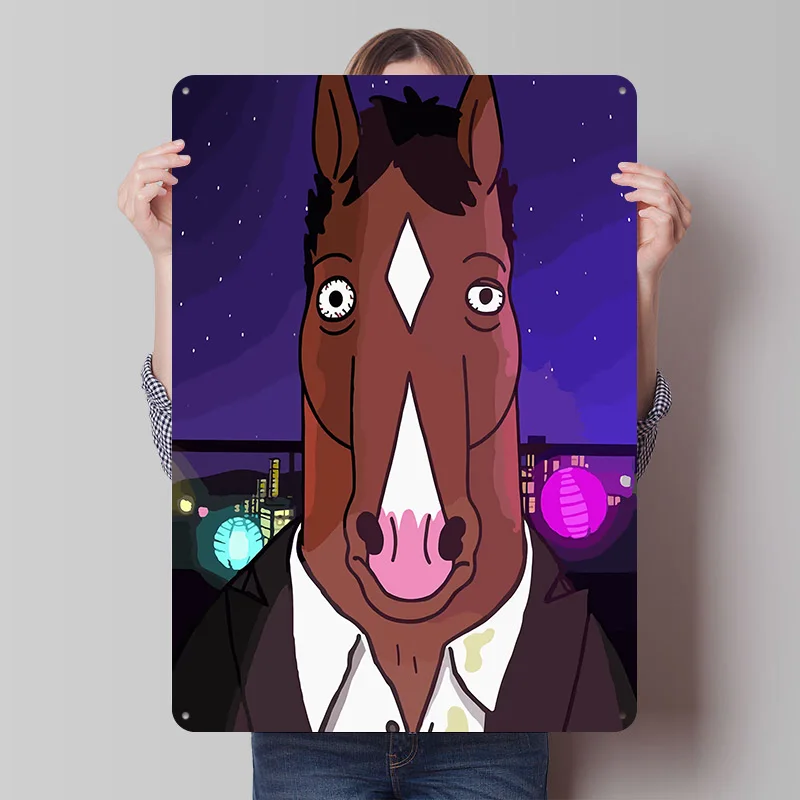 Bojack Horseman Cartoons Metal Poster Custom Wall Art Retro Vintage Tinplate Signs for Man Cave Bed Room Decoration Cozy Home