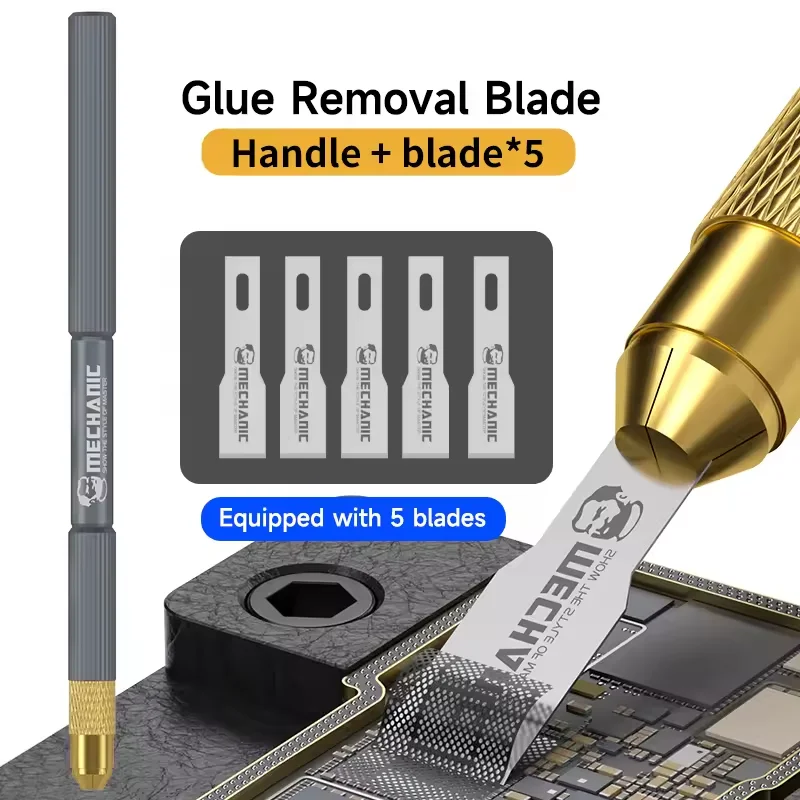 MECCANICO FS-51 5IN1 Pala per rimozione colla Set di lame per rimuovere la colla Pala Colla Chip Fare leva CPU Utensile manuale