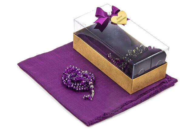 IQRAH Mevlid Gift Set-Rosary-Covered-Purple Color