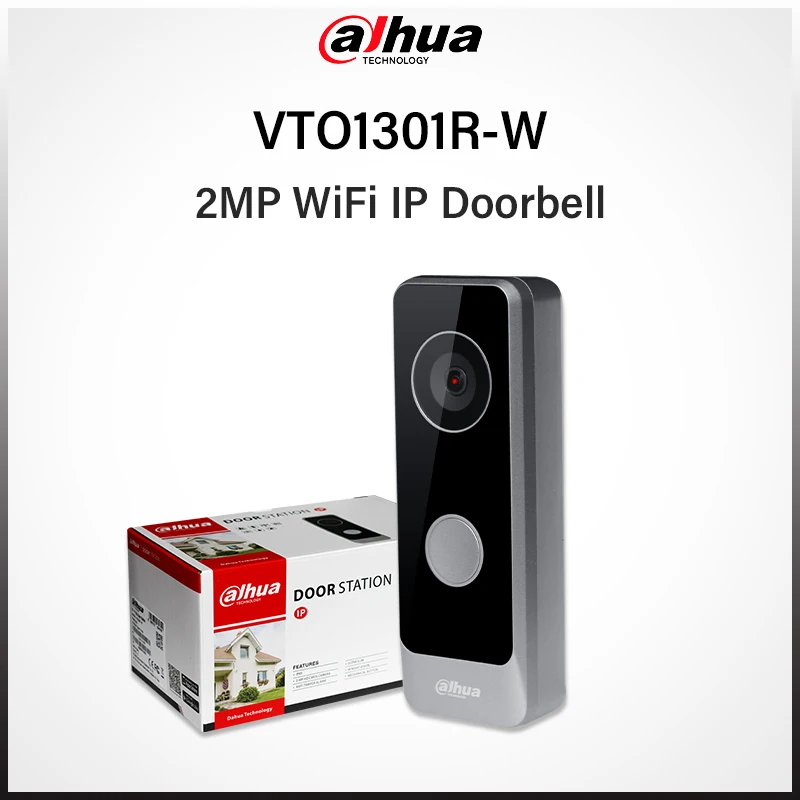 

Видеодомофон Dahua 2MP Mini Wifi, ультратонкий беспроводной дверной звонок с видеозвонком через приложение, ночное видение, H.265, IP65, питание от постоянного тока, VTO1301R-W