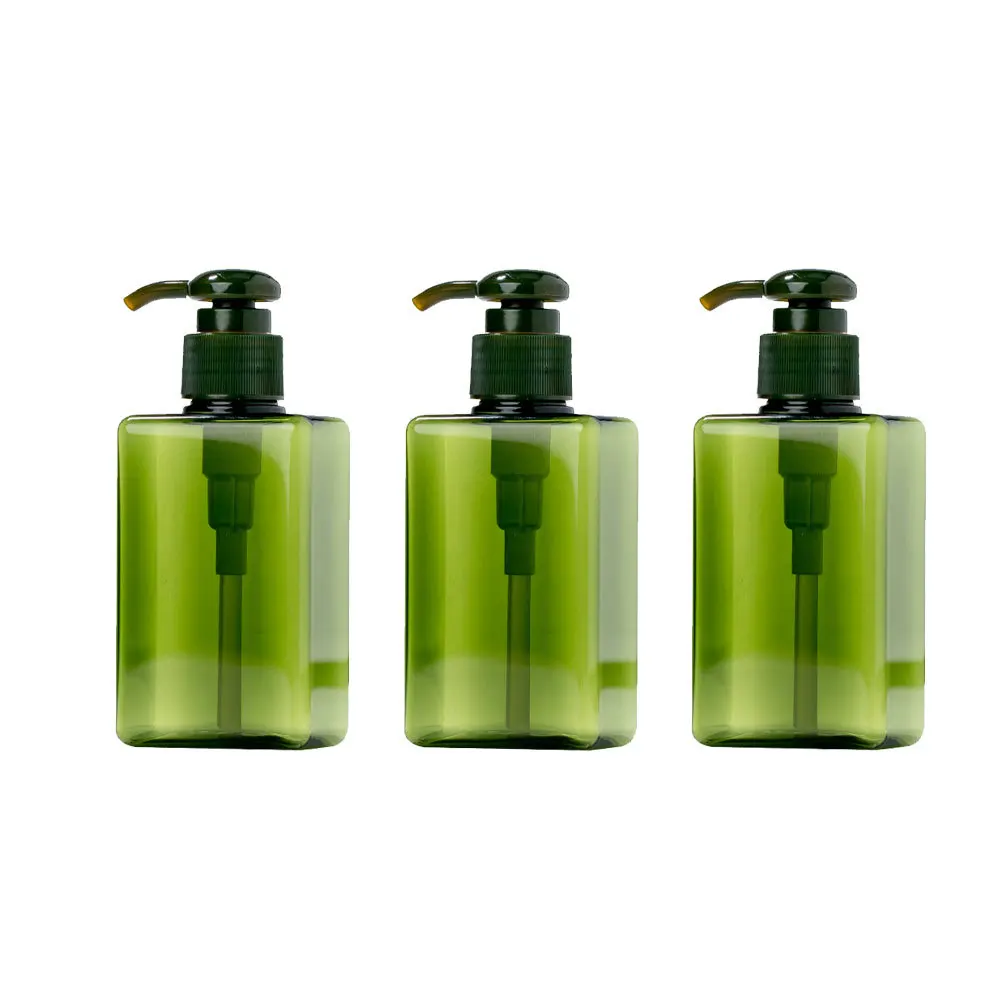 

3Pcs Press Shampoo Bottles Green Eco-Friendly Refillable Practical Liquid Lotion Soap Dispensers Fashion Shampoo Bottle