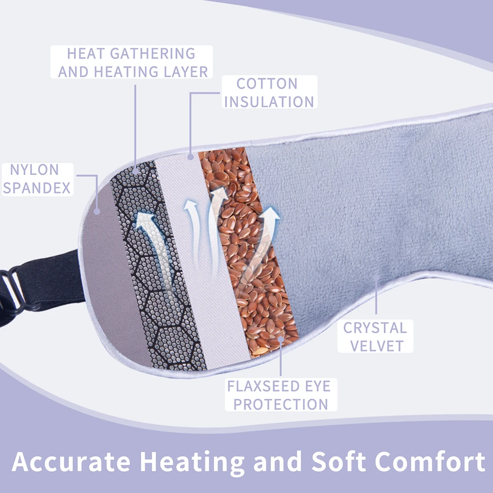 قناع للعيون للتدفئة مع الجرافين ، وتخفيف إجهاد العين ، قناع عيون النوم ، قابلة للتعديل للنساء والرجال