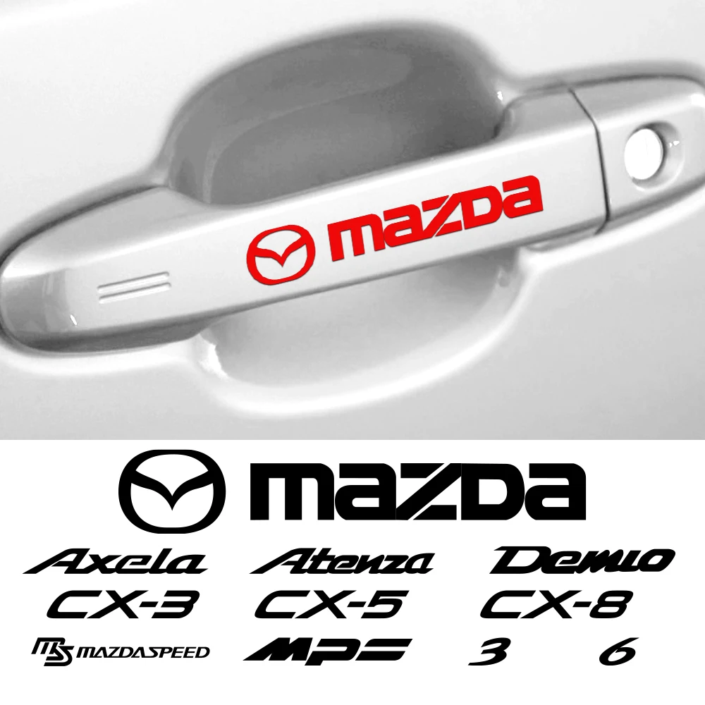 4pcs Car Door Handle Stickers Auto Decoration Accessories for Mazda Speed MS 3 5 6 Axela Atenza CX-3 CX-4 CX-5 CX-8 CX-7 Demio