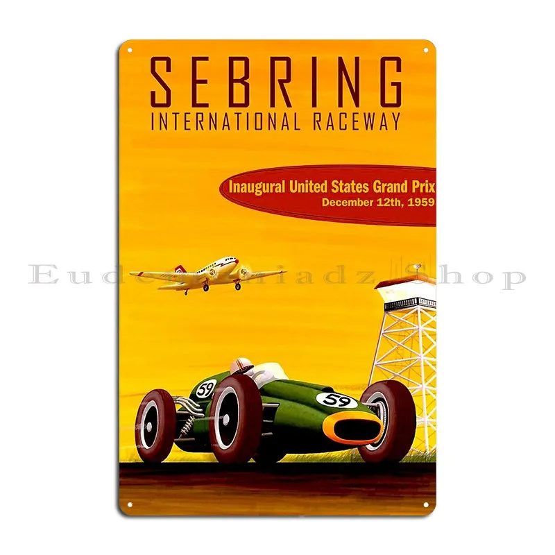 Sebring Vintage 1959 Grand Prix Auto Racing Print Metal Plaque Poster Printed Plaques Wall Decor Pub Plates Tin Sign Poster