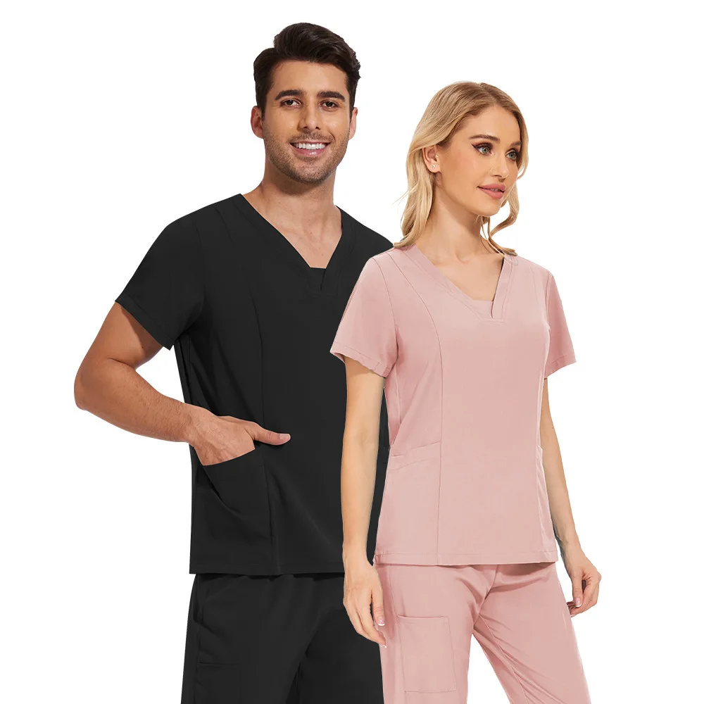 Unisex Plus Size Casual Comfortable Cat Cafe Nursing Room Caregiver Doctor Scrub Top Nurse Uniform
