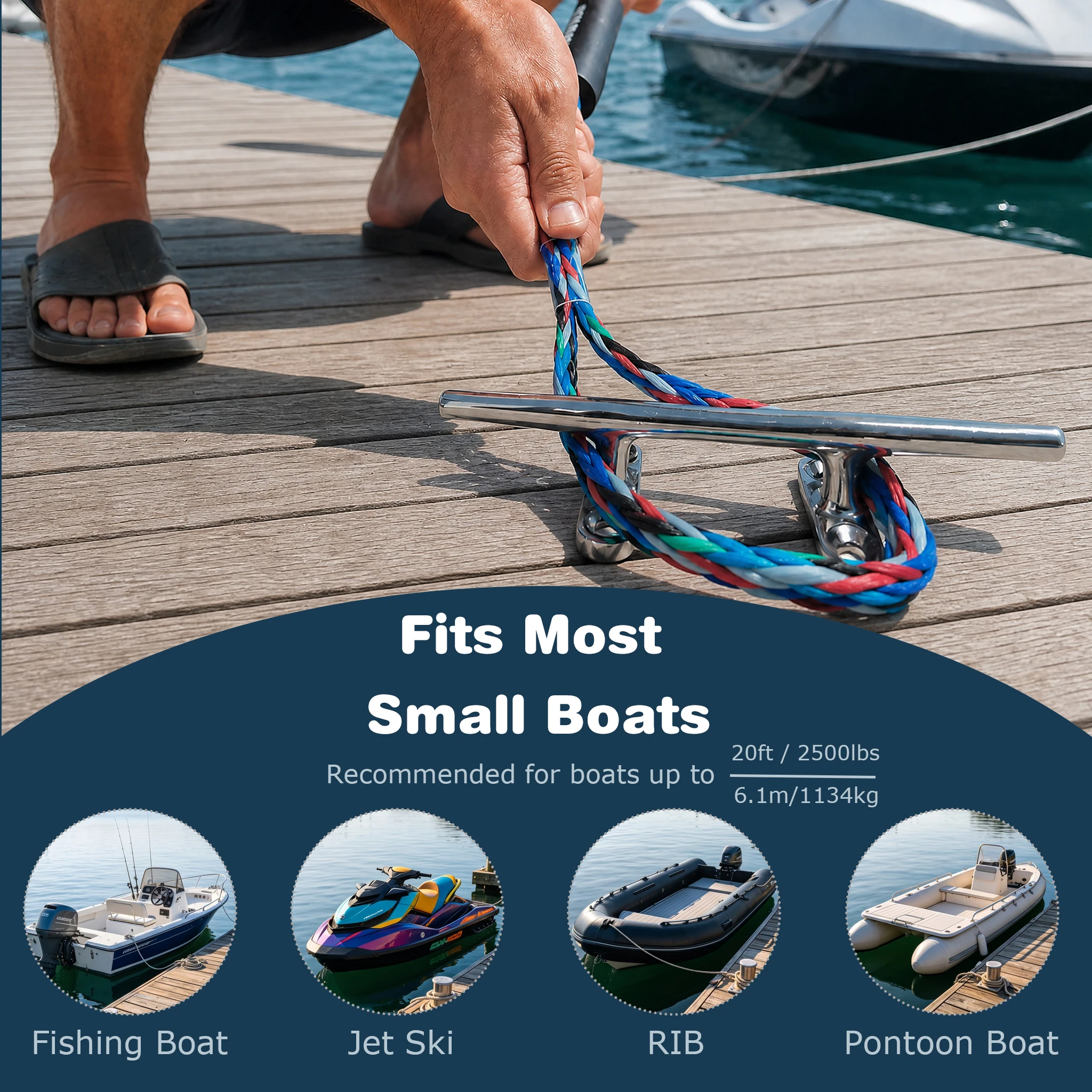 IDAOVLAI Jet Ski Special Bungee Dock Line, 7ft Mooring Rope with Stainless Steel Hook, for Kayak RIB Small Fishing Boats - view 6
