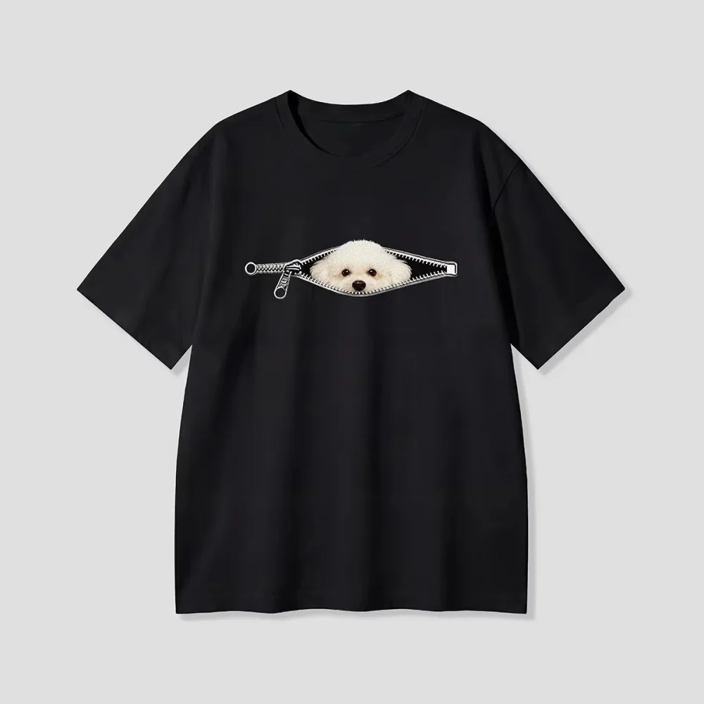 Cute Cat Graphic T Shirt Funny Hidden Cat Pocket Design Short-sleeved Casual Fashion Versatile Top for Women Aesthetic Clothes