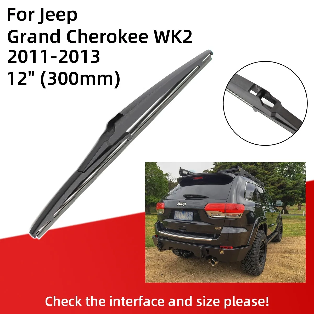 For Jeep Grand Cherokee WK2 2011-2013 Front Rear Wiper Blades Brushes Cutter Accessories J Hook 2011 2012 2013