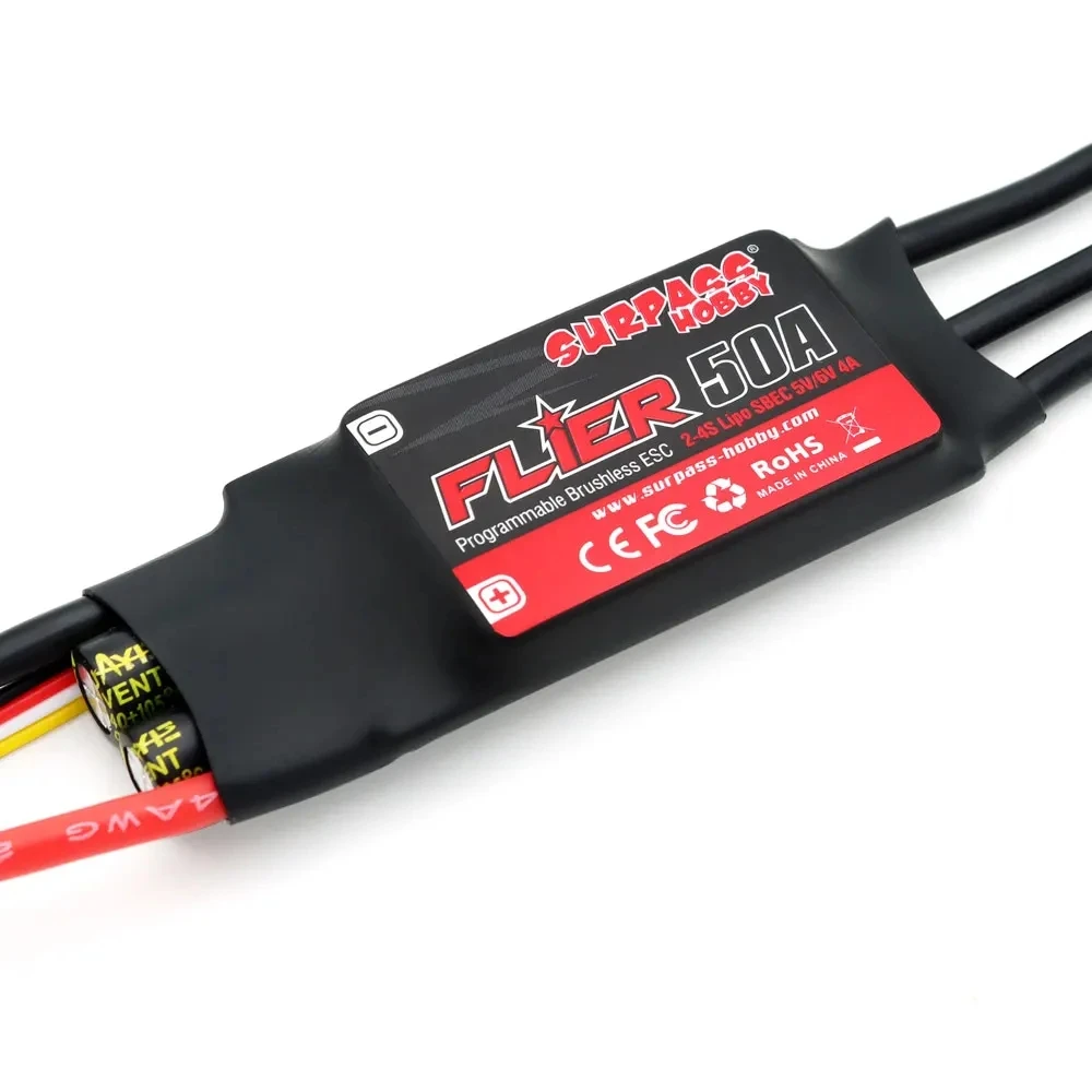 SURPASS HOBBY Flier V2 20A 30A 40A 50A 60A 80A 100A Brushless ESC 32 บิตตัวควบคุมความเร็วพร้อม BEC 2-6S สำหรับเครื่องบิน RC เฮลิคอปเตอร์