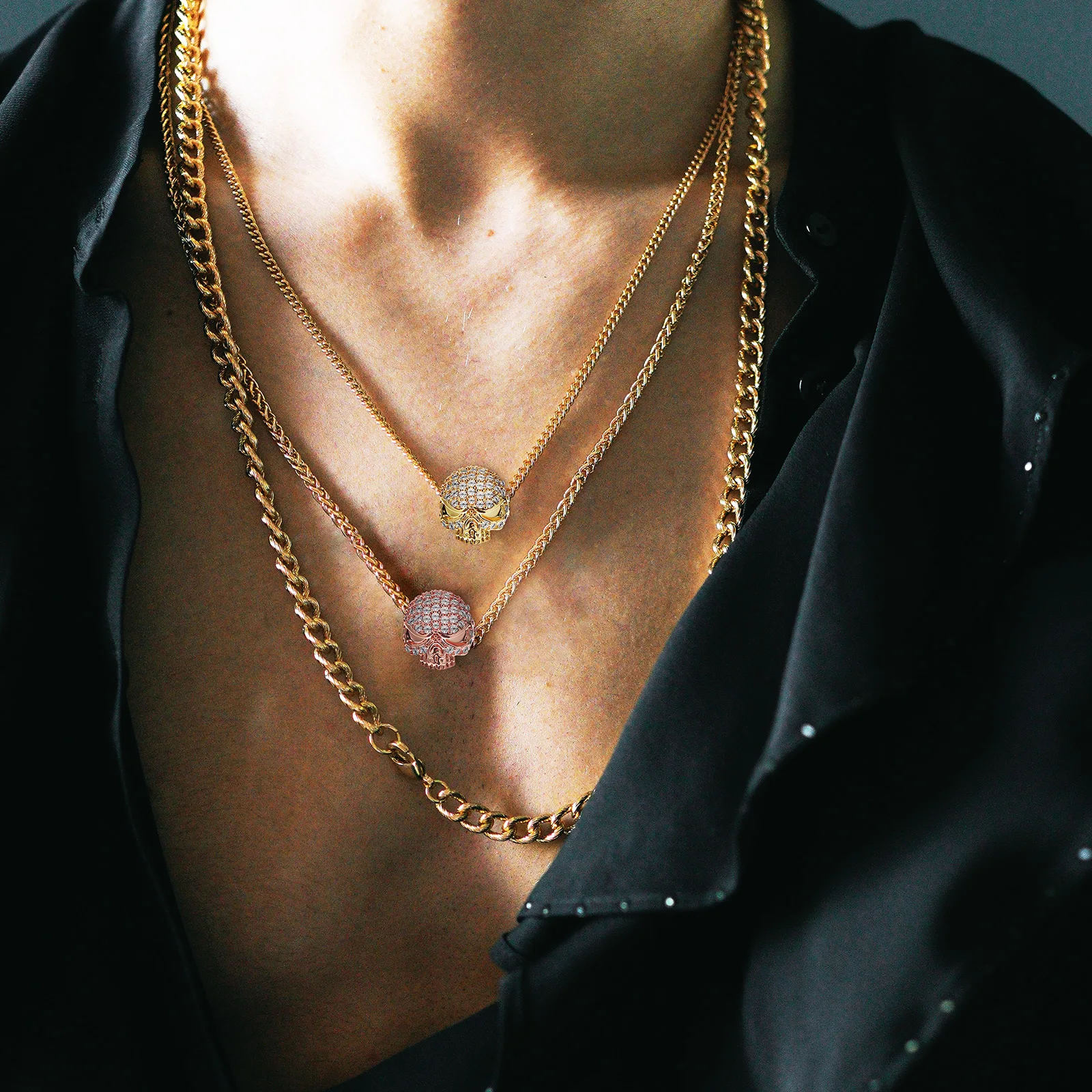 

4 Pcs Skull Spacer Beads Skulls Bracelets DIY Decorations Halloween Craft Metal Colorful Necklaces