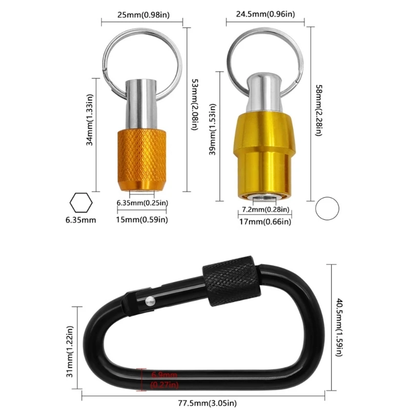 Tournevis à tige hexagonale 1/4 pouces, porte-embout, barre d'extension, jeu porte-clés à vis 517A