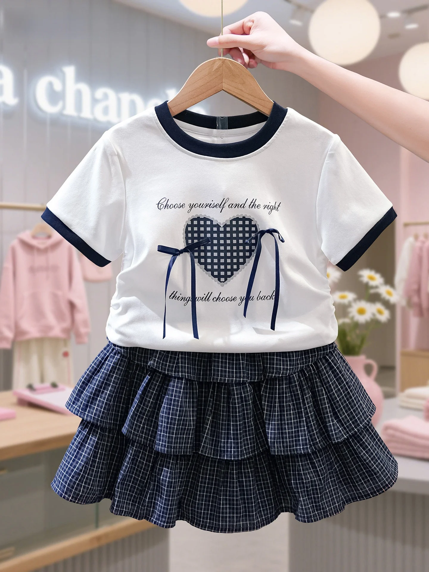 completo-estivo-per-bambine-la-chapelle-set-due-pezzi-a-quadri-stile-scolastico-abbigliamento-traspirante-e-assorbente-per-ragazze