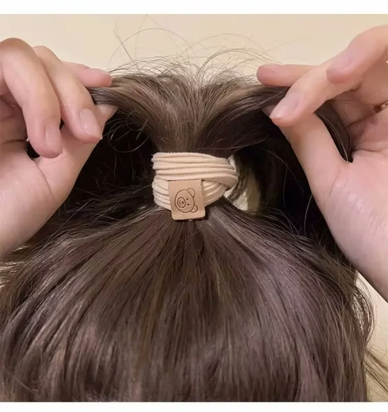 5/10 sztuk/zestaw niedźwiedź gruby pasek proste wysokie elastyczne opaski do włosów dla kobiet dziewczynki opaska do włosów Scrunchie opaski gumowe akcesoria do włosów — zdjęcie 5